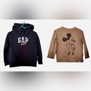 Disney Gap Kids Mickey Mouse Hoodie & Long Sleeve T-Shirt Size 2